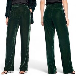 Old Navy Taylor Wide Leg Emerald Green Velvet Trouser Pants Wmn L Holiday Party